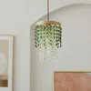 Pendant Lamps Retro French Glass Chandelier Bedroom Study Restaurant European Light Luxury Round All Copper Tassel Cover Crystal Lamp