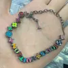 Collana di lusso caramelle colorate cristallo zircone lettera collana di fiori braccialetto luce di lusso di alta qualità amore arcobaleno catena al collo donne gioiello