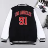 Jackets masculinos Los Angeles Alfabeto 91 Jaqueta de Baseball Impressa Menas Moda Moda Hip Hop Cloece Fleece Warm Sportswear M-5xl Oversize