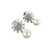 Boucles d'oreilles de créatrice de marque Miumiu Boucles d'oreilles fleurines de perle de diamant complète fleurie incrustée avec des accessoires de tempérament de la mode diamant bijoux