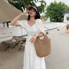 Totes Za Sommer Neue trendige dunkle Khaki Farbstroh gewebte Tasche für Frauen lässig große Kapazität Urlaubsreise Beach Designer -Taschen HKD230818