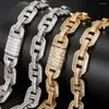 Link Bracelets Hip Hop Jewelry Iced Out Pig Nose Bling Coffee Bean Chain For Men