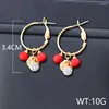 Dangle Earrings SINLEERY Charm Red Ball Crystal Drop For Women Wedding Party Jewelry SSB