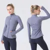 2023LULU-78 SPRING OCH Hösten Ny blixtlåsjacka Snabbtorkning Yogakläder Långärmad tumme Hålsträning Running Jacket Kvinnor Slim Fitness Coat