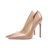 Pumps Women Shoes Red Shiny Bottom Pointed Toe Black High Heels Shoes Thin Heel 8cm 10cm 12cm Sexy Wedding Shoes Big Size 35-44