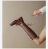 Boots Women Knee High Boots أصلي جلود جلدية طبيعية سيدات Bootie الخريف والشتاء المخملية الأحذية الغربية الأحذية القوطي J230818