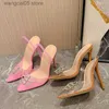 Dress Shoes Liyke 2023 Brand Women Pumps Crystal Bowknot Buckle PVC Transparent High Heels Fashion Wedding Bride Pointed Toe Shoes Stiletto T230818