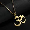 Colliers pendants India Yoga Collier Men ohm Bouddhiste hindou Aum om Hindouisme Bijoux de chaîne métallique