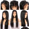 Human Hair Wigs Ea 180% Density 360 Lace Frontal Wig Pre Plucked With Baby Straight Brazilian Remy For Black Women Drop Delivery Produ Dhxey