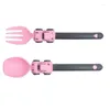 Ensembles de vaisselle 2PCS / Set Children's Car Table Vérification Cartoon Spoon Fork Baby Materials Safety Ustensiles For Kids Portable Cutlery Portable