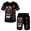 Men's Tracksuits Printed Tiger Lion T-Shirt Suit Summer Animal Short Sleeve Two-piece Casual Crew Neck Set Fashion Male Clothing Plus Size