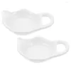 Tea Trays 2 Pcs Ceramic Bag Saucer Squeezer Delicate Teabag Containers Bags Spoon Rest Coffee Holder Organizer