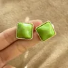 Stud Earrings Fashion Korean For Women Statement Square Round Natural Stone Girls' Party Birthday Gifts Charm Jewelry