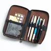 Bleistiftsäcke Reißverschluss Retro Pen Beutel Ledertasche für Schulschüler Cowide Men Bag mit Slots 230818