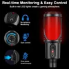 マイクJamelo Consenser Microphone Gaming USB Microphone Desktop Condenser Podcast Mic Recording Streaming Microphone with Light HKD230818