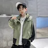 Jackets Fashion Roupas Infantil Boy Capuz Capat Patchwork Tatchwork Korean Casual Autumn Spring Streetwear Jacket Windbreaker 414years 230817