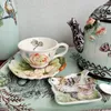 Mugs European style underglaze color Ceramic Teapot Tea Cup Bird Plate Dessert plate home dining afternoon flower tea cup 230818