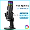 Microphones RGB USB Condenser Microphone Professional Vocals Streams Mic Recording Studio Micro for PC YouTube Video Gaming HKD230818