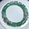 Bangle Natural Green Flower Agate Bucket Bracelet Handmade Crystal Quartz Jewelry Stretch Children Birthday Gift 1pcs 12MM