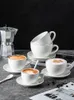 Muggar European Coffee Cup Saucer Set White med handtag Nonslip Ceramics Multispecification Afternoon Tea Drinkware 230817