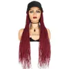 الباروكات الاصطناعية wigera طويلة 24Inch wig الاصطناعية مع البيسبول سقف الساخن بيع اثنين من strand جديلة bug# الشعر مع قبعة HKD230818