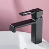 Bathroom Sink Faucets Black Paint Basin Square And Cold Water Tap Lavatory Cabinet Mixing Deck Mounted