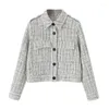 Kurtki damskie 2023 Autumn Lapel Light-Sleeved Loss Casual Some-Breasted Teksturowy Blezer