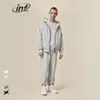 Mäns spårningsdräkter Inflation Plain Zip Up Hoodie och jogger Set Men Winter Thick Tracksuit Unisex Två stycken Set 230817