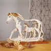 Decorative Figurines Resin Horse Sculptures Handicraft Ornaments Sculpture Suitable For Bookshelf Desk Showcase Or Wine
