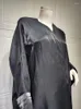 女性のためのエスニック服バットウィングオープンアバヤ光沢のあるサテンフォールドカフムスリムドバイドバイカーディガンロングドレスイブニングパーティーモデスト衣装