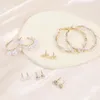 Stud -oorbellen 6 paren/sets Charm Jewelry Crystal For Women Vintage Circle Love Sets Pendientes Mujer