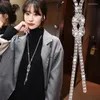 Pendant Necklaces Fashion Hollow Rhinestone Crystal Chain Tassel Long Necklace For Women Statement Sweater