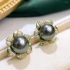 Boucles d'oreilles XX204PEARL FINE BIJOURS 925 SER un argent sterling 8 mm Nature Eau de mer Perles Tahiti pour femmes Presents