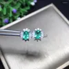 Boucles d'oreilles étalon exquise élégante verte émeraude gemmone oreille femme argenté bijoux réel gemme de fête d'anniversaire naturel cadeau de banquet