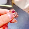 Cluster Rings Meibapj 4 5mm Natural Ruby Gemstone Fashion Ring For Women Real 925 Sterling Silver Fine Wedding Jewelry
