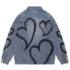 Kurtki męskie serce pełne wydrukowane dżinsowe mężczyźni k2yautumn ściągnięcie kołnierza męskie dżinsowe odzież unisex odzież niebieska biała 230817