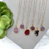 Pendant Necklaces NM36625 Natural Gemstone Red Jasper Free Form Gold Plated Chain Necklace July Birthstone Minimal Minimalist Jewelry