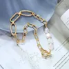 Pendant Necklaces BALANBIU Punk Cultured Pearl For Women Delicate Gold Color Brass Chains 2023 Fashion Jewelry Christmas