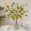 Couronnes De Fleurs Décoratives De Haute Qualité Fruit De Citron Jaune Avec Des Feuilles Longues Fleurs Artificielles Pour La Maison Table Fête Jardin Décor Arrangement De Fleurs HKD230818