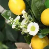 Dekorativa blommor kransar med konstgjorda citroner falska blommor ring krans lilla tusenskönan vår sommarsimulering främre dörr dekor zz