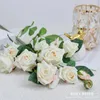 Decorative Flowers Real Touch Multiple Head Artificial Rose Flower Wholesale High Simulation Hand Felt Latex Wedding 12pcs