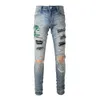 Jeans pour hommes Arrivées Bleu clair Streetwear Mode Slim Fit Motif de serpent brodé Skinny Stretch Trous détruits déchirés 230817