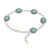 Riemen etnische stijl metalen riem voor vrouwelijke damesjurk met gebeeldhouwd turquoise buckle vrouwelijk prom party taille touw n2ue