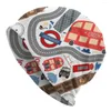 Basker vintage uk london symbol bonnet hattar cool stickad hatt för kvinnor män vinter varm brittisk flagga röda bussskallar mössor mössor