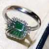 Anneaux de mariage 2023 Bague de fiançailles de princesse verte de luxe pour femmes bijoux anniversaire bijoux en gros R8213