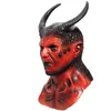 Party Masks Horror Devil Latex Mask Halloween Belial Cosplay Hellfire Beast Horns Demon Hełm Performance Kostium Party Costume 230817