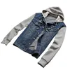 Jackets masculinos Men Jacket com capuz jeans masculino casual Jean Jackets Mens Streetwear Jaqueta Cowboy Hat Macho