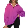 Damen Hoodies Mode lässig warm warmes Sweatshirt Langarm V Hals weiche Verlaufsfarbe Reißverschluss Pullover Frauen Damen Sportweste