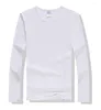 Herr t-skjortor anpassade logotyp 2023 mode avslappnad långärmad rund nacke pullover vit topp t-shirt
