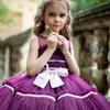 Dziewczyny sukienki kwiat na księżniczkę Kolan Bow 2023 Bez rękawów Pas letni Pierwszy komunia Bankiet Wydajność